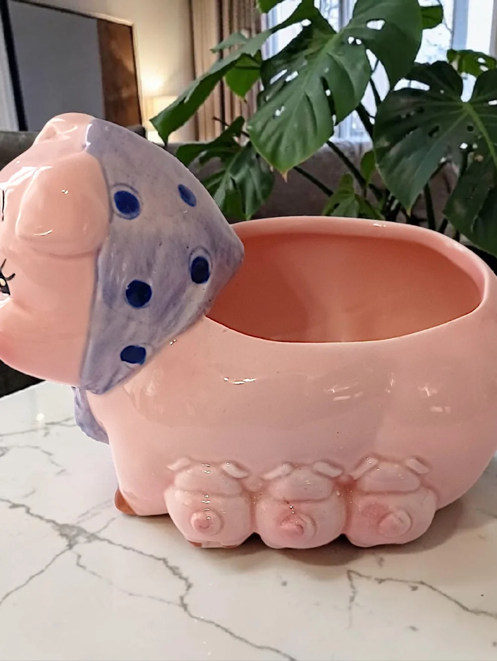 Vintage Lefton Anthropomorphic Pig Planter Ceramic Piglets Air‎ Plant Succulents